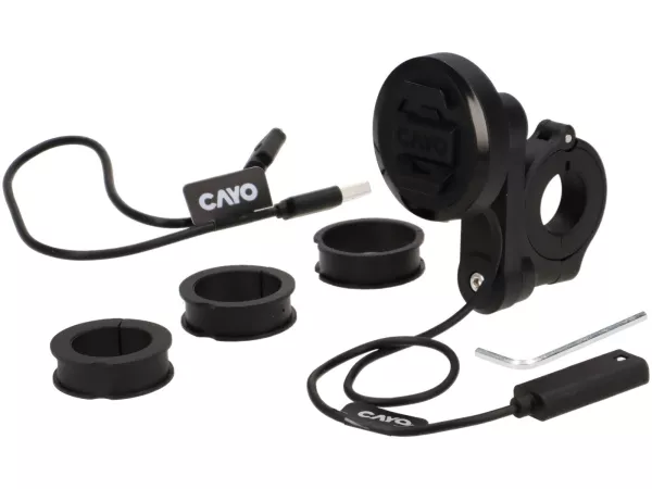 Handyhalter -MOTOGADGET, CAYO moto.dokk- universal Haltesystem für alle Smartphones, Vibrationsentkoppelt, induktives Laden - passend für alle Lenkerdurchmesser