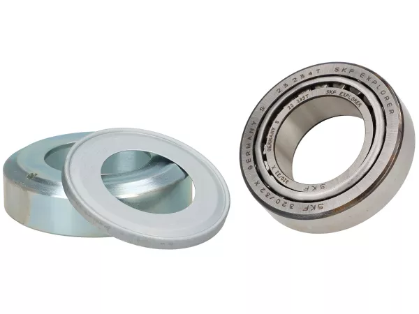 Steering set -POLINI, taper roller bearing- Piaggio, Gilera, Vespa - lower (4 pieces) - Vespa Smallframe V50, 50N, PV, ET3, PK, Piaggio ZIP 50 SP - used with Polini fork P0502655