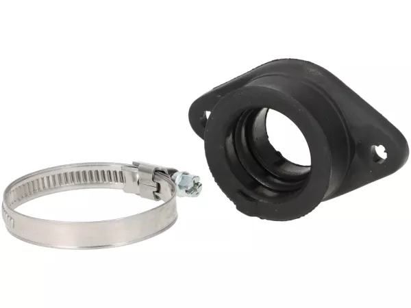 Carb/inlet manifold rubber with flange -Casa Lambretta- CS=30mm, hole pitch=60mm - fits Dell'Orto PHBL 24-25, Mikuni TM24 , TM28