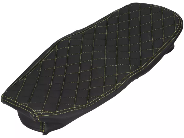 Housse de selle -SCHMITT- losange piqué, noir / jaune pour Simson S50, S51, S70