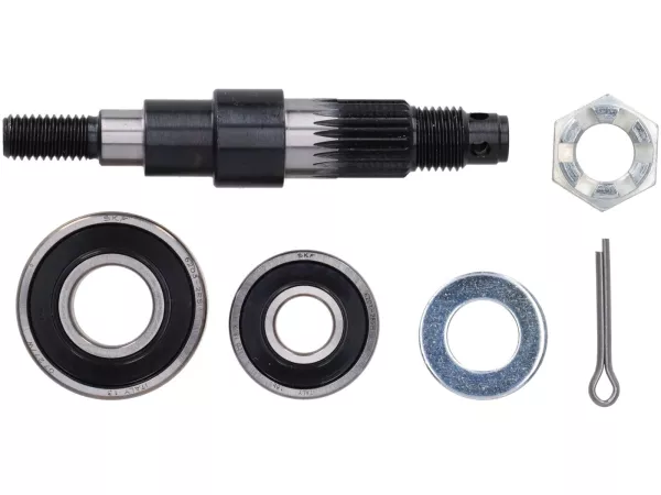 Voorwielas incl. lager -CIF- V50 R (V5A1T vanaf nr. 752189), V50 Speciaal, V50 Speciaal Elestart, SS50, SS90, PV125, ET3