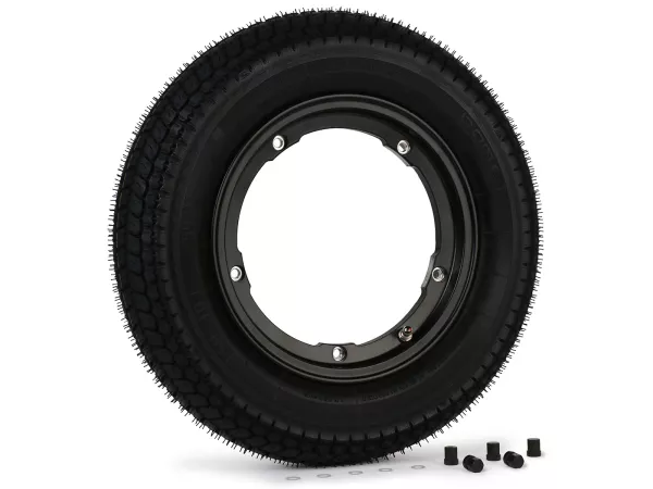 Roda lengkap - BGM Pro Superstrong - BGM Classic, tubeless, Vespa Largeframe PX, Sprint, Rally, GT, GTR, TS, T4, LML Star/Stella- 3.50 - 10 inci TL 59S (diperkuat) - pelek 2.10-10 hitam matt