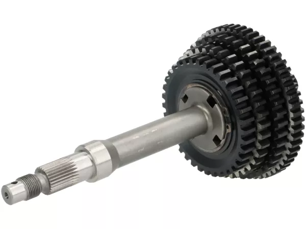 Completely assembled gearbox (drive shaft, gears, shift cross) -BGM PRO- Vespa Largeframe (1984-) - PX Lusso, Disc, My, 2011, Cosa, T5 125cc, LML Star 2-stroke, Stella 2-stroke - 12/57, 13/42, 17/38, 21/36 teeth - short fourth gear