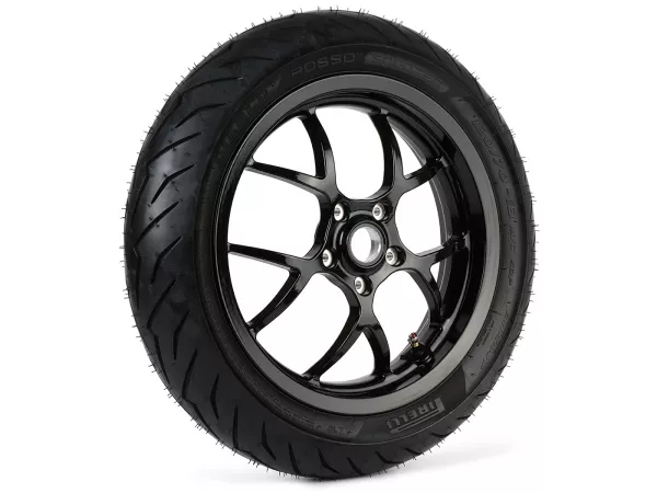Komplettrad -BGM PRO SPORT 13 Zoll- PIRELLI- Diablo Rosso - 120/70-13 - Vespa GTS, GTS Super, ​GTV, Sei Giorni, GT 60, ​GT, ​GT L 125-310ccm - schwarz glänzend