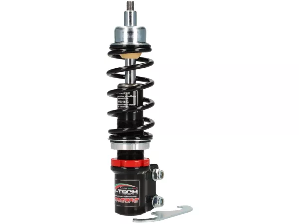 Främre stötdämpare -CARBONE HI-TECH, 200mm- Vespa justerbar, 210mm- Vespa PK S-XL, ET2, ET4, LX, LXV, S, Piaggio Quartz, SKR, Sfera, Sfera RST, Zip SP, Zip (från 2000) - svart fjäder