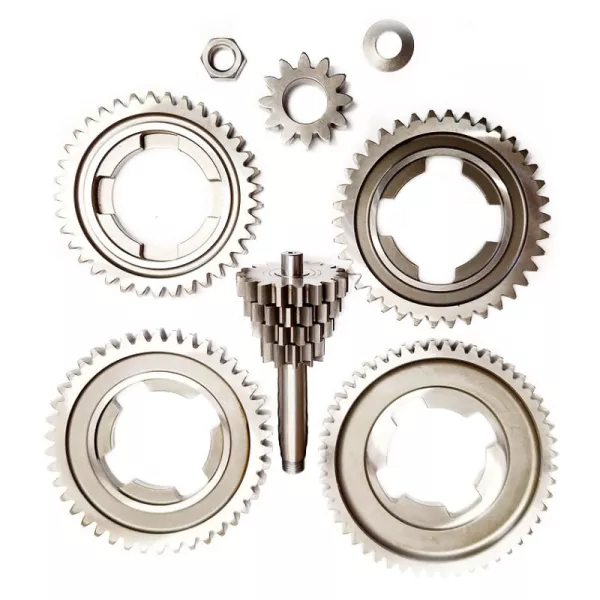 Set transmisi (roda gigi + poros bantu) -EGIG/FAIO X-TRA STRONG - Vespa Smallframe V50, PV, ET3, PK, HP 4-kecepatan - 18/37-15/38-12/42-10/52 - poros bantu dengan kerucut