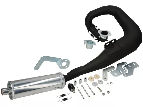 Knalpot -TSR EVO (besi cor abu-abu/TS1/Imola) - Lambretta LI (seri 1-2-3), LIS, SX, TV (seri 3), DL, GP - dicat hitam