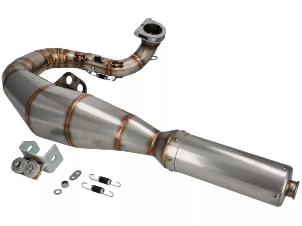 Scarico -RS Serie 1.0 'JL Style'- sinistra- Vespa PX200, Rally200, Motovespa DN200, DS200 - acciaio inox