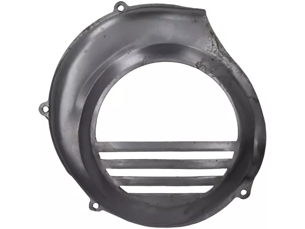 Ventilatorwieldeksel -PREMIUM- Vespa PX80, PX125, PX150, PX200 (modellen met elektrische starter/elektrische start) - glanzend staal, geolied