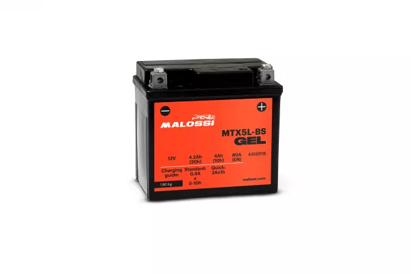Batteria (Gel), senza manutenzione -MALOSSI- MTX5L-BS GEL - 12V 4Ah - 113x70x105mm