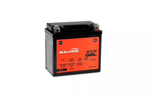 Batterie (gel), sans entretien -MALOSSI- MTZ7S GEL - 12V 6Ah - 113x70x105mm