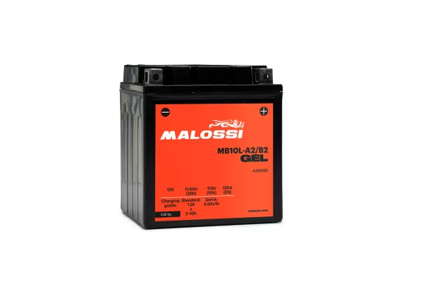Batería (Gel), sin mantenimiento -MALOSSI- MB10L-A2/B2 GEL - 12V 11Ah - 133x90x145mm
