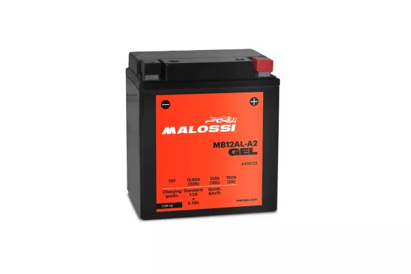 Batterie (Gel), wartungsfrei -MALOSSI- MB12AL-A2 GEL - 12V 12Ah - 134x80x161mm