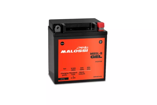 Battery (Gel), maintenance-free -MALOSSI- MB5L-B GEL - 12V 5Ah - 120x60x130mm