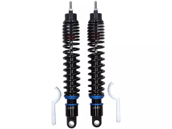 Rear shock absorber (set) -POLINI- Vespa GT, GTL, GTV, GTS 125-310 (all model years) - adjustable - black/blue