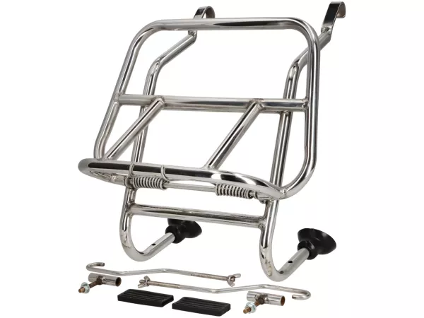 Folding front luggage rack -SPAQ- Royal Alloy GP 125-300, TG 125-300 - polished stainless steel