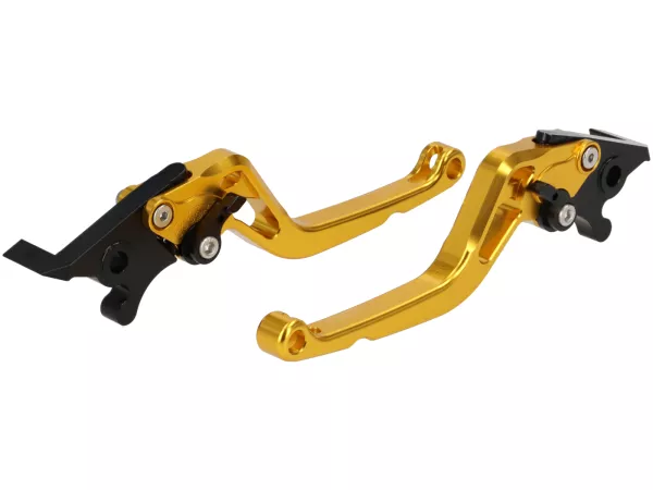 Juego de manetas de freno -PRO BRAKE- ajustables - Royal Alloy GP 125-300, TG 125-300 - oro brillante