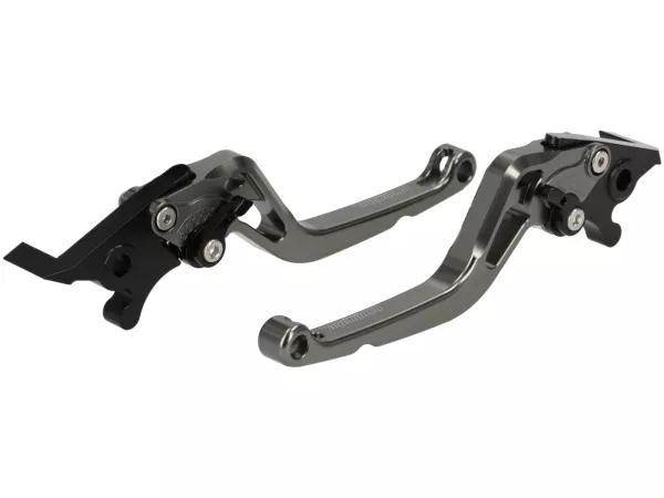 Brake lever set -PRO BRAKE- adjustable - Royal Alloy GP 125-300, TG 125-300 - titanium glossy