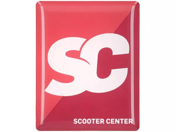 3D sticker lettering horn cover -SCOOTER CENTER- Piaggio rectangle - Vespa ET2, ET4, GT125, GTL, GTV, GTS125, LX, LXV, S 50-125, PX Lusso, T5 - plastic self-adhesive