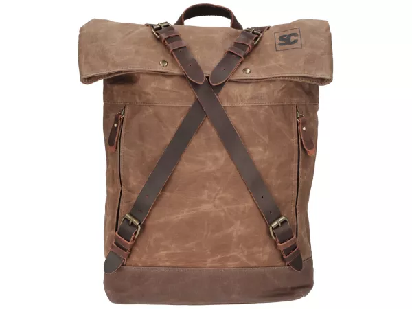 Ryggsäck -SCOOTER CENTER- vaxad canvas - brun