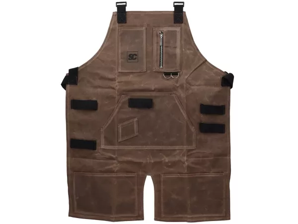 Workshop apron -SCOOTER CENTER- waxed canvas - brown