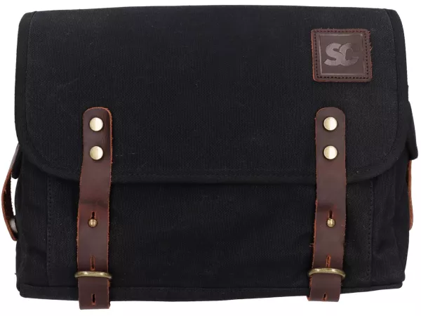 Sadelväska -SCOOTER CENTER- vaxad canvas - svart