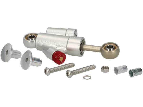 Stuurdemper incl. bevestiging -STD ScooterTec- Aluminium CNC - voor Vespa Rally, Sprint150, Sprint150 Veloce, GT, GTR, TS125 - Kleur: Aluminium