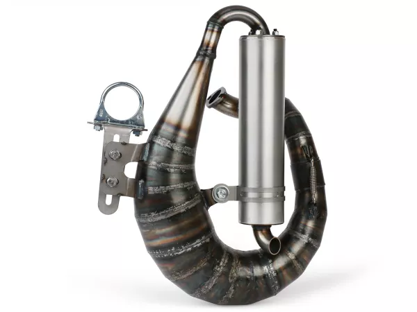 Auspuff -EGIG PERFORMANCE Mamba S (1.5mm Blech), Ø=32mm (54-60mm Stehbolzenabstand), verschraubter XXL Enddämpfer (Ø70mm)- Vespa ET3, PV125