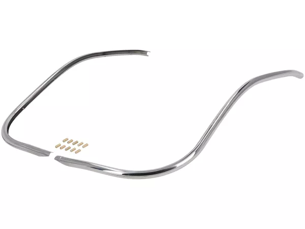 Slotted tube mono -AMS CUPPINI (Ulma Replica)- Vespa Rally180 (VSD1T), Rally200 (VSE1T), SS180 (VSC1T) - Stainless steel with 044 embossing and brass screws (metric)