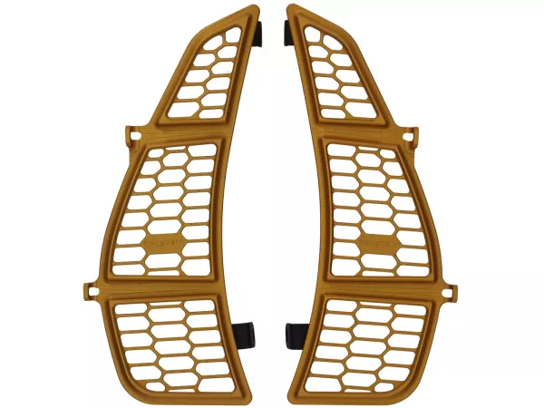 Luggage compartment grille BGM honeycomb, aluminum CNC, gold matt for Vespa GTS125/300/310 (2023-), GTV 300/310 (2023-)