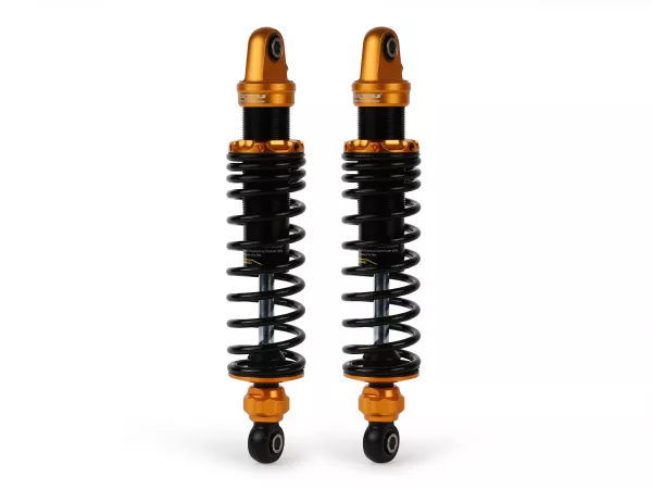 Jeu d'amortisseurs arrière -BGM PRO F16 SPORT- Royal Alloy, GP125-350, TG125-350 - noir/or