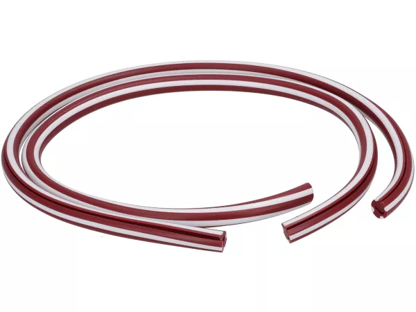 Beenbeschermingsrubber Candystripes -OEM KWALITEIT- Lambretta LI, LIS, SX, TV, DL, GP - rood/wit