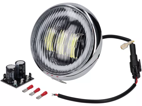 Lampu depan -SIEM LED Ø = 105/115mm (kaca/luar) - Vespa VNA1T ke VNA2T, VNB1T ke VNB2T - termasuk set konverter tegangan