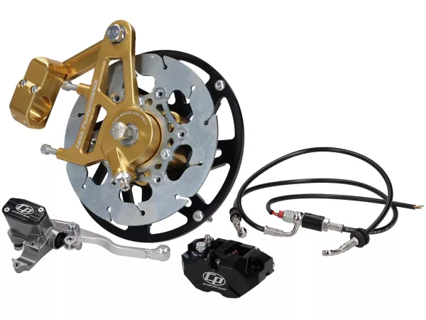 Disc brake Casadisc Anti-Dive -CASA PERFORMANCE- Lambretta LI, LIS, SX, TV, DL, GP - incl. brake caliper - orange