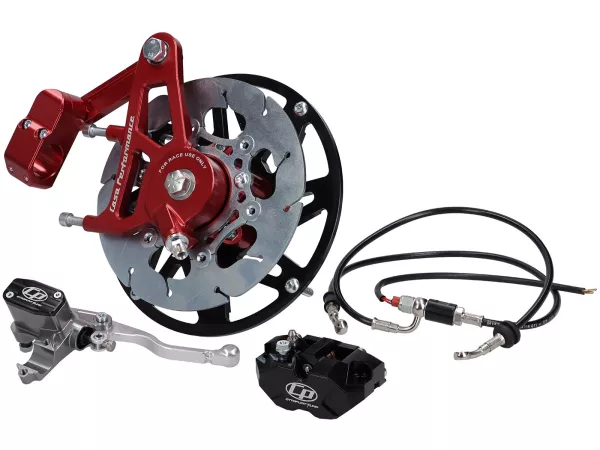 Disc brake Casadisc Anti-Dive -CASA PERFORMANCE- Lambretta LI, LIS, SX, TV, DL, GP - incl. brake caliper - red