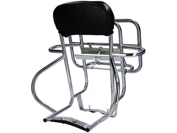 Opklapbaar bagagerek '3-IN-1' -AMS CUPPINI- Lambretta LI (serie 3), LIS, SX, TV (serie 3), DL, GP - met rugleuning en reservewielhouder - chroom