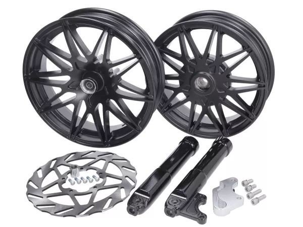 Fälgkonverteringssats -FAST ARROW PRO- Piaggio Zip 2000, Zip II 50-125 - svart matt