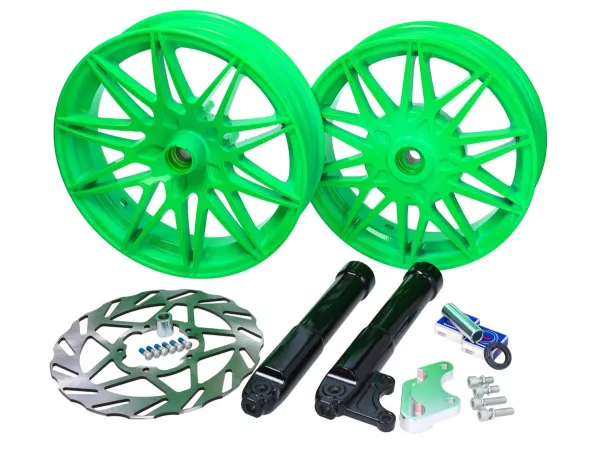 Fälgkonverteringssats -FAST ARROW PRO- Piaggio Zip 2000, Zip II 50-125 - neongrön