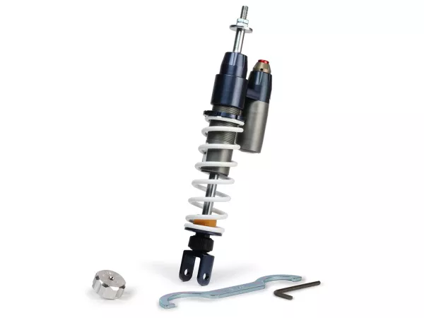 Rear shock absorber -MALOSSI- RS24/10-R, 333mm- Vespa ET2 50, S 50, Piaggio Quartz, ZIP SP, Sfera 50, Sfera80, Sfera RST 50, SKR 125, SKR150