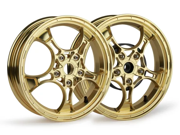 Wielset Magic MG-26 3.00-12 inch, gesmeed, goud voor Vespa GTS/GTS Super/GTV/GT 60/GT/GT L 125-310, Sprint/Primavera 125-150