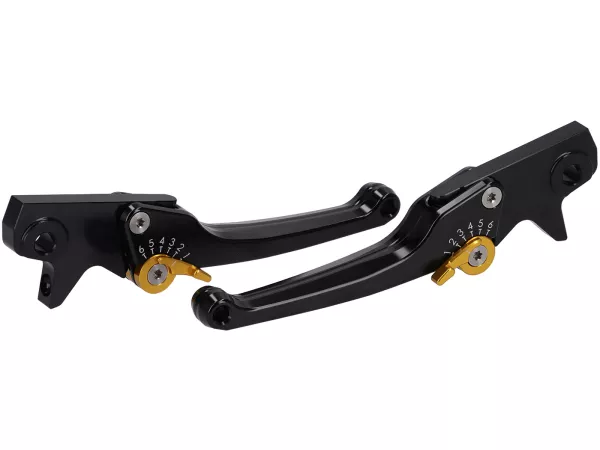 Set leva freno -SPIEGLER- Vespa GTS 125-310 Keyless Basic, Super, Super Sport, Super Tech - regolabile - nero / oro