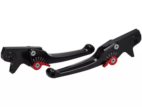 Set leva freno -SPIEGLER- Vespa GTS 125-310 Keyless Basic, Super, Super Sport, Super Tech - regolabile - nero / rosso