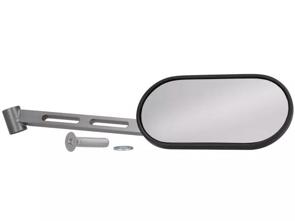 Spiegel unter Lenker -STD ScooterTec- Aluminium CNC, rechts- für Vespa PX alt, PX Lusso, PK S/XL und Motovespa DN, PX, Iris, PK - Material/Farbe: Stahl geschliffen, Oberfläche lackiert
