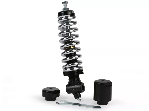 Amortiguador muelle, ajustable, delantero, cromado -WLDS- Vespa VM1T/VNA, ACMA/VNA/VNB/ 150VB/VL/VB1/VBA/VBB/GT/GTR TS/Sprint Rally- cromado