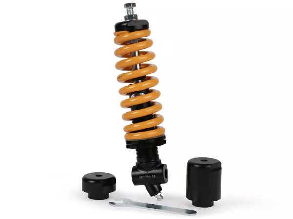 Muelle amortiguador, ajustable, delantero, amarillo -WLDS- Vespa VM1T/VNA, ACMA/VNA/VNB/ 150VB/VL/VB1/VBA/VBB/GT/GTR TS/Sprint Rally- amarillo