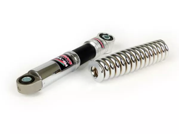 Shock absorber set front -CARBONE HI-TECH- l=165mm- Vespa Rally180 (VSD1T), Rally200 (VSE1T), Sprint150 (VLB1T), GT125 (VNL2T), GTR125 (VNL2T), TS125 (VNL3T) - chrome