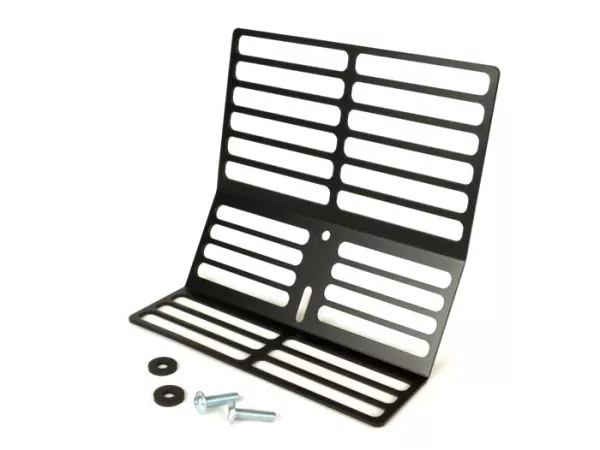 Front rack -MRP for inner legshield- Vespa 50-150cc Smallframe/Largeframe, V50, 50N, PV125, ET3, VNA, VNB, VBA, VBB, Super, GL, T4, Sprint, GT, GTR - powder coated - black