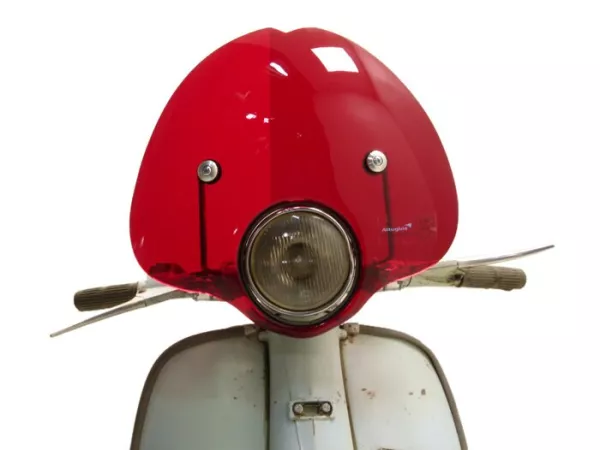 Voorruit -AMS CUPPINI Bubble- Lambretta LI (Series 3) - halfhoog, met houder - rood