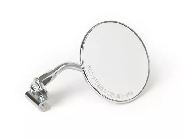 Mirror -FAR legshield clip on- Vespa universal - round Ø=105mm - (E-mark) - chrome