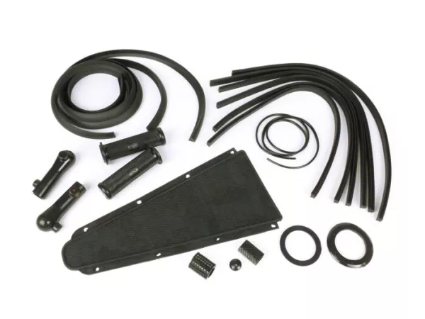 Rubberen onderdelen set -VESPA 19-delig- Vespa Rally180 (VSD1T), Rally200 (VSE1T), TS125, Sprint150, Sprint Veloce150, GT125, GTR125, Super125, Super150, GL150 - Zwart